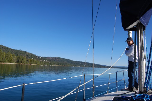 Debbie looking out over Rubicon Bay, Lake Tahoe.