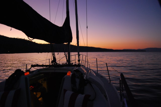Splendido at sunset, looking north from D.L. Bliss State Park.