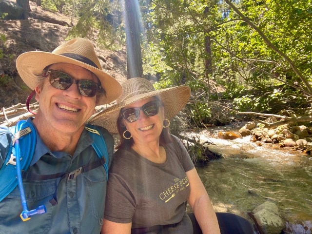 David and Debbie Branby taking a break while hiking the Whites Creek - Dry Pond trail in the Sierra Nevada near Reno.